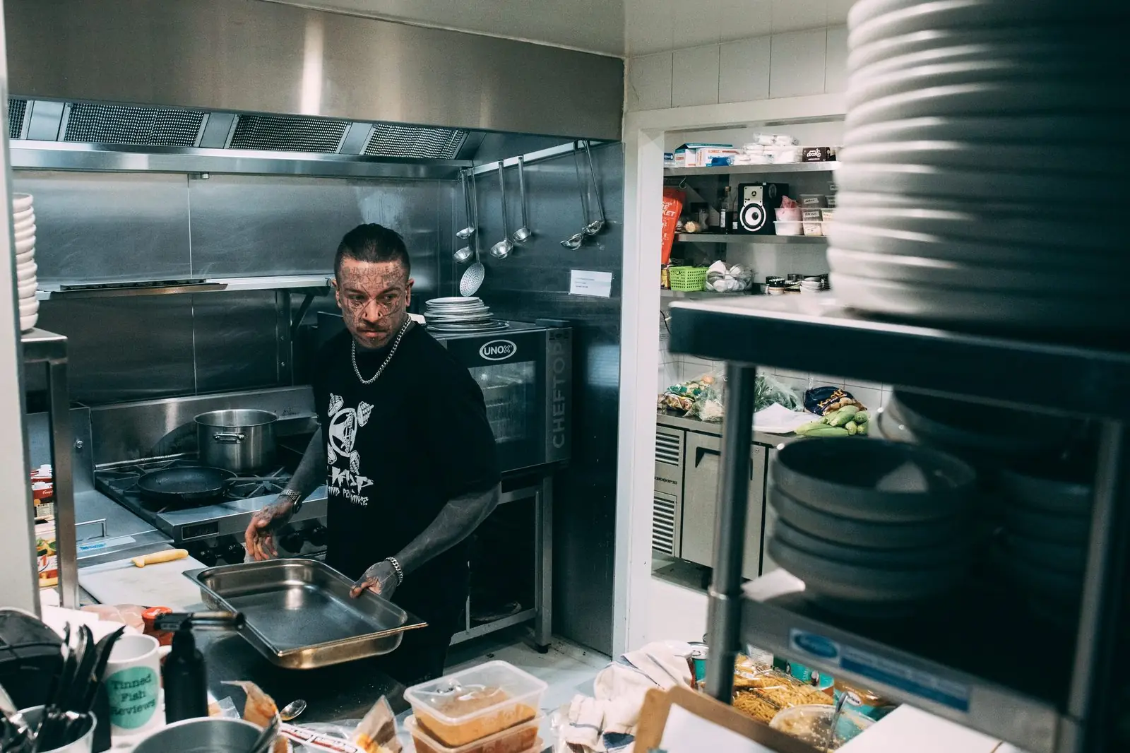 Tim Sharp cooking in the Precision Prep kitchen